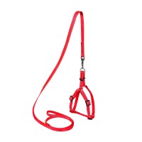 Шлея с поводком  DOG Extreme красный, нейлон, Обхват груди 24-27 см