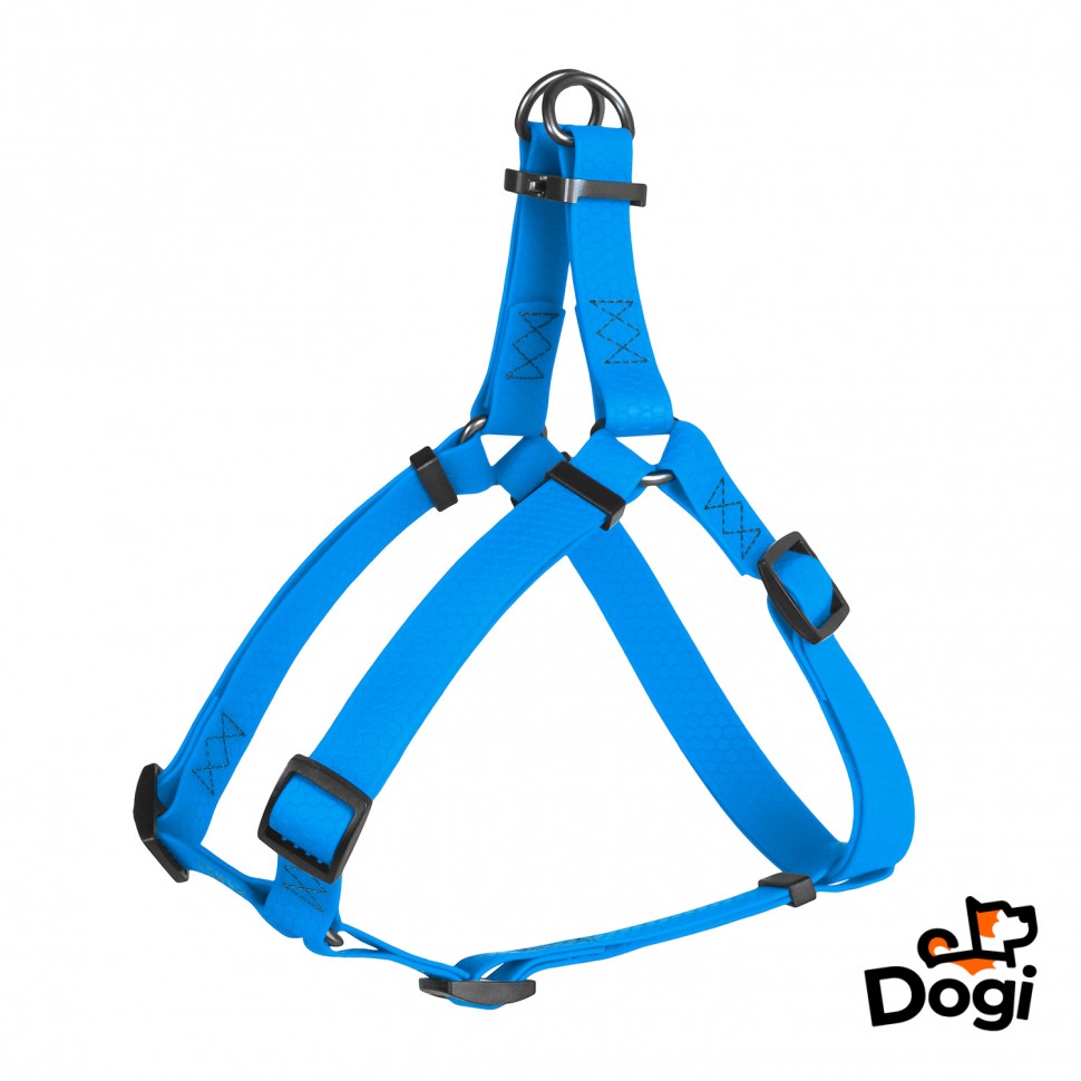 Шлея WAUDOG Waterproof, водостойкая Голубой, COLLARTEX, Обхват груди 60-90 см