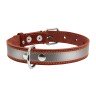 Ошейник CoLLaR со светоотражающей лентой  коричневый, кожа, Размер: M (38-50 см)