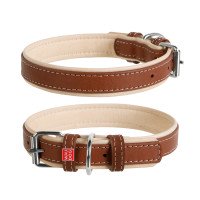 Ошейник WAUDOG Soft, коричневый верх Коричневый, кожа, Размер: M (38-49 см)