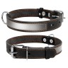 Ошейник CoLLaR со светоотражающей лентой  черный, кожа, Размер: L (47-62 см)