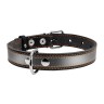 Ошейник CoLLaR со светоотражающей лентой  черный, кожа, Размер: L (47-62 см)