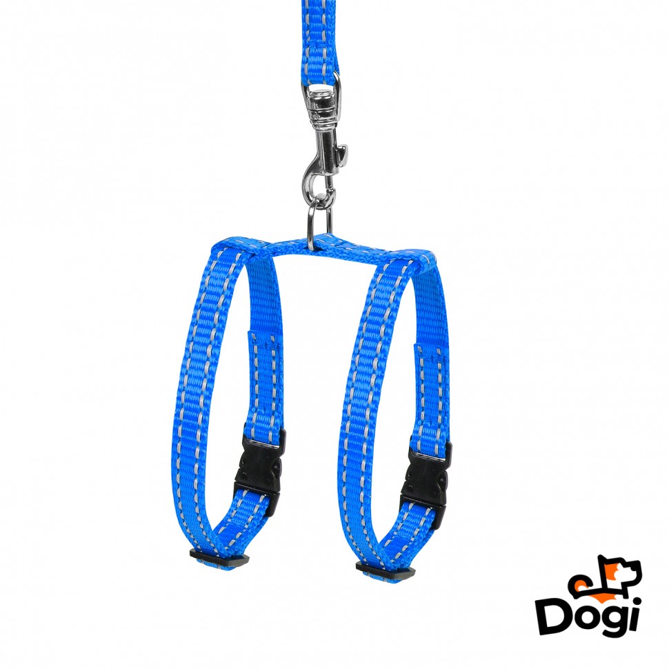 Шлея с поводком  DOG Extreme для морских свинок и декоративных крыс, регулируемая длина синий, нейлон, Обхват груди 24-27 см
