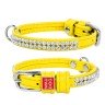 Ошейник WAUDOG Glamour "Полотно стразы" Желтый, кожа, Размер: XS (18-21 см)