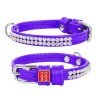 Ошейник WAUDOG Glamour "Полотно стразы" Фиолетовый, кожа, Размер: XS (18-21 см)