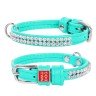 Ошейник WAUDOG Glamour "Полотно стразы" Ментоловый, кожа, Размер: XS (18-21 см)