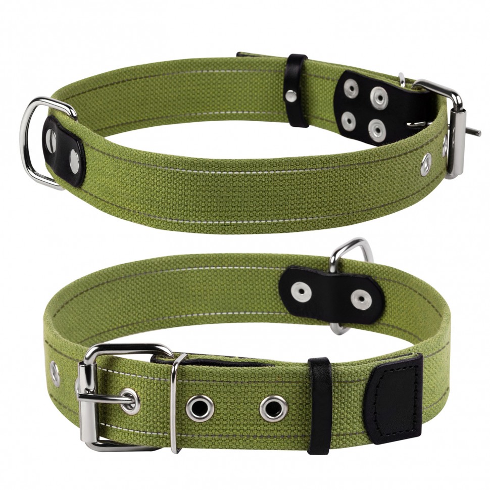Ошейник CoLLaR х/б тесьма зеленый, брезент, Размер: L (51-63 см)