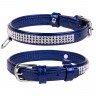 Ошейник WAUDOG Glamour "Полотно стразы" Голубой, кожа, Размер: XS (19-25 см)