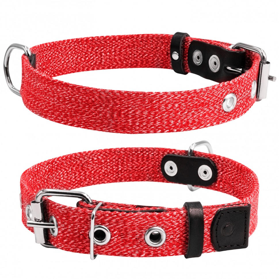 Ошейник CoLLaR х/б тесьма Красный, брезент, Размер: S (31-41 см)