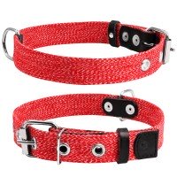 Ошейник CoLLaR х/б тесьма Красный, брезент, Размер: S (31-41 см)