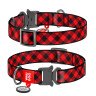 Ошейник WAUDOG Nylon с QR паспортом, рисунок "Шотландка красная", металлическая пряжка-фастекс   Разноцветный, Нейлон, Размер:  (23-35  см)