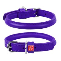 Ошейник круглый WAUDOG Glamour Фиолетовый, кожа, Размер: XS (25-33 см)