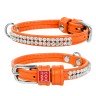 Ошейник WAUDOG Glamour "Полотно стразы" Оранжевый, кожа, Размер: XS (19-25 см)