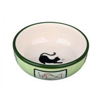 Миска керам. д/кот. с кошкой и рыбкой 0,35л/12,5см