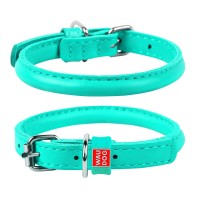 Ошейник круглый WAUDOG Glamour Ментоловый, кожа, Размер: XS (25-33 см)