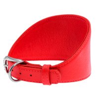 Ошейник WAUDOG Glamour для борзых собак, без украшений  Красный, кожа (29-35 см)