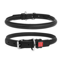 Ошейник круглый WAUDOG Glamour Черный, кожа, Размер: S (33-41 см)