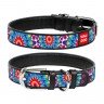Ошейник WAUDOG Design, рисунок "Цветы"  Черный, кожа, Размер: XS (21-29 см)