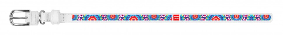 Ошейник WAUDOG Design, рисунок "Цветы"  Белый, кожа, Размер: XS (21-29 см)