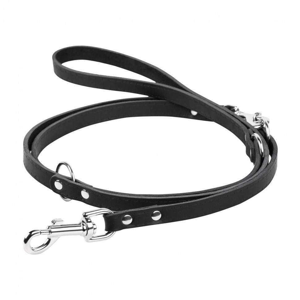 Поводок перестежка CoLLaR черный, кожа (122,142,183 см)