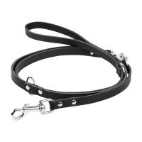 Поводок перестежка CoLLaR черный, кожа (122,142,183 см)
