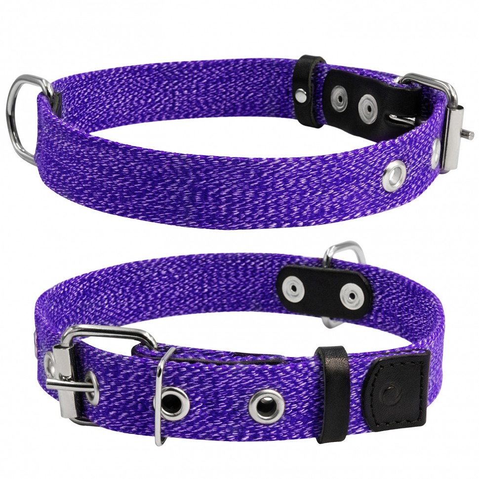 Ошейник CoLLaR х/б тесьма Фиолетовый, брезент, Размер: M (41-53 см)