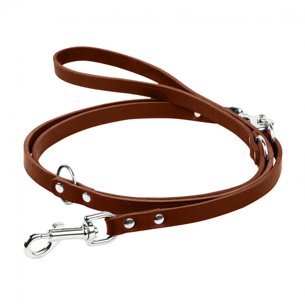 Поводок перестежка CoLLaR коричневый, кожа (122,142,183 см)