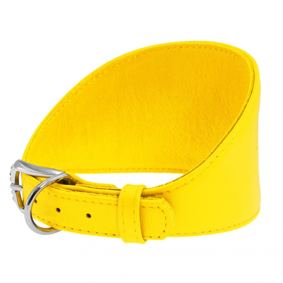 Ошейник WAUDOG Glamour для борзых собак, без украшений  Желтый, кожа (29-35 см)