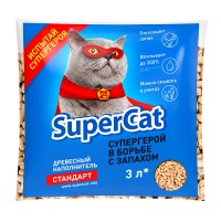 Наполнитель древесный SuperCat СТАНДАРТ, 1 кг, Без запаха, 3546