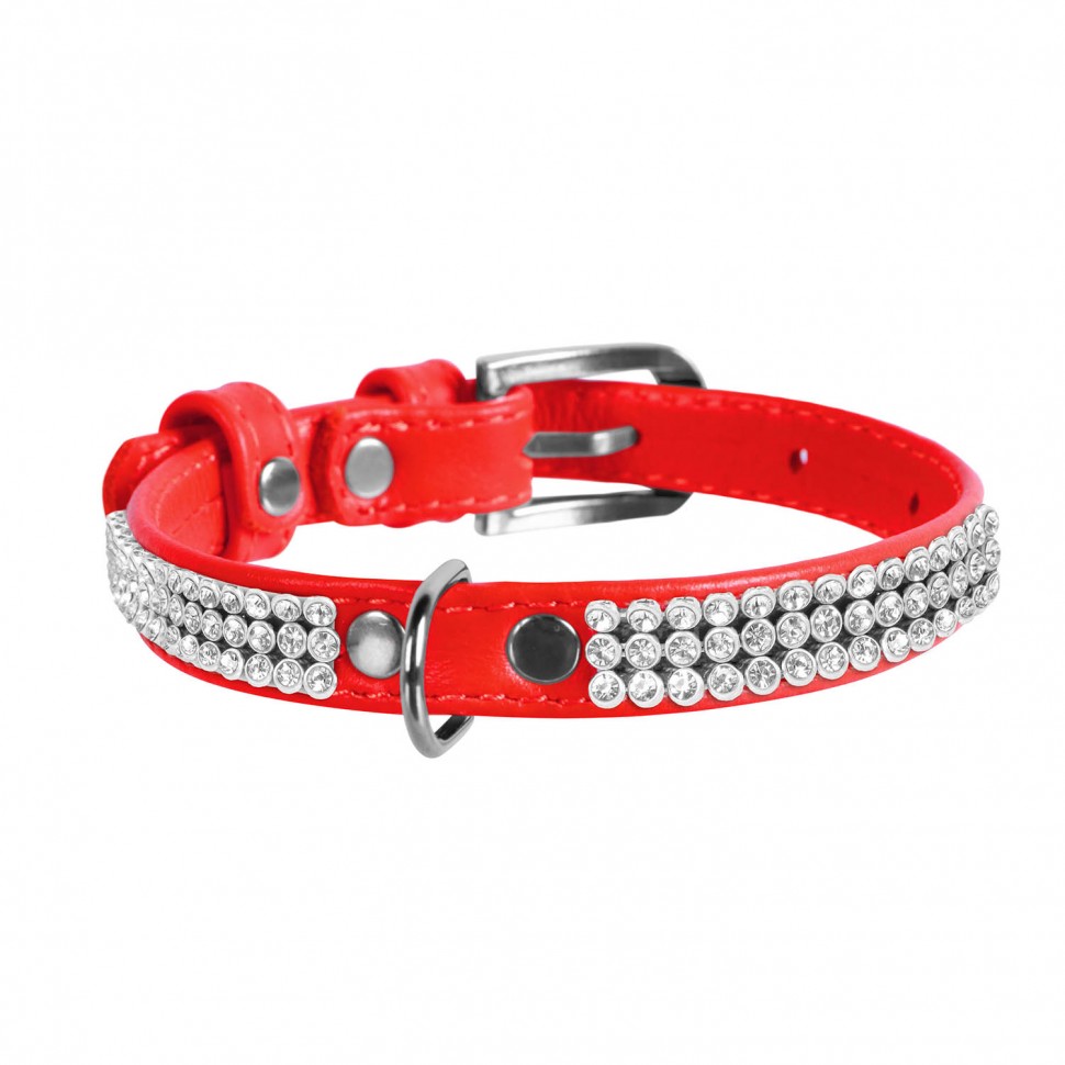 Ошейник WAUDOG Glamour "Полотно стразы" Черный, кожа, Размер: XS (21-29 см)