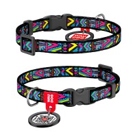 Ошейник WAUDOG Nylon с QR паспортом, рисунок "Инди", пластиковый фастекс Разноцветный, Нейлон, Размер: XS (20-30 см)
