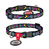 Ошейник WAUDOG Nylon с QR паспортом, рисунок "Инди", пластиковый фастекс Разноцветный, Нейлон, Размер: XS (20-30 см)