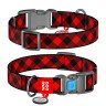 Ошейник WAUDOG Nylon с QR паспортом, рисунок "Шотландка красная", пластиковый фастекс Разноцветный, Нейлон, Размер: L (35-58  см)