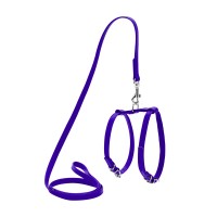 Шлея WAUDOG Glamour с поводком для кошек и мелких собак Фиолетовый, кожа, Обхват груди 55-65 см