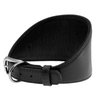 Ошейник WAUDOG Glamour для борзых собак, без украшений  Черный, кожа (34-40 см)