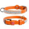 Ошейник WAUDOG Glamour "Полотно стразы" Оранжевый, кожа, Размер: XS (21-29 см)