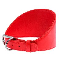 Ошейник WAUDOG Glamour для борзых собак, без украшений  Красный, кожа (34-40 см)