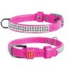 Ошейник WAUDOG Glamour "Полотно стразы" Розовый, кожа, Размер: XS (21-29 см)