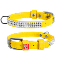 Ошейник WAUDOG Glamour "Полотно стразы" Желтый, кожа, Размер: XS (21-29 см)