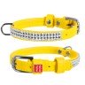 Ошейник WAUDOG Glamour "Полотно стразы" Желтый, кожа, Размер: XS (21-29 см)