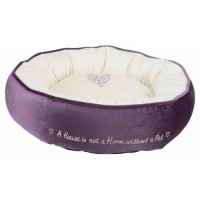 Лежак "Pet's Home", d50cm, пурпурный/кремовый с сердечком