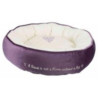 Лежак "Pet's Home", d50cm, пурпурный/кремовый с сердечком
