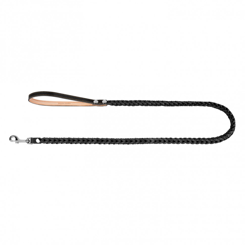 Поводок CoLLaR квадратное плетение, без прошивки черный, кожа (122 см)