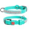 Ошейник WAUDOG Glamour "Полотно стразы" Ментоловый, кожа, Размер: XS (21-29 см)