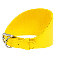 Ошейник WAUDOG Glamour для борзых собак, без украшений  Желтый, кожа (34-40 см)