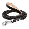 Поводок CoLLaR квадратное плетение, с прошивкой черный, кожа (122 см)